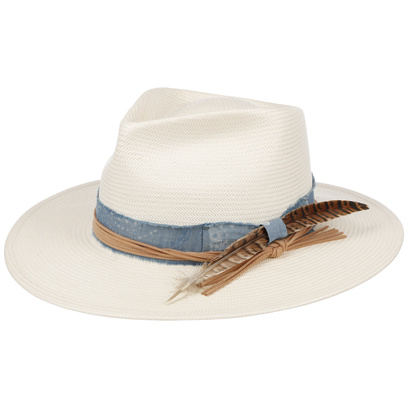 Chapeau en Paille Feather Trim Western by Stetson