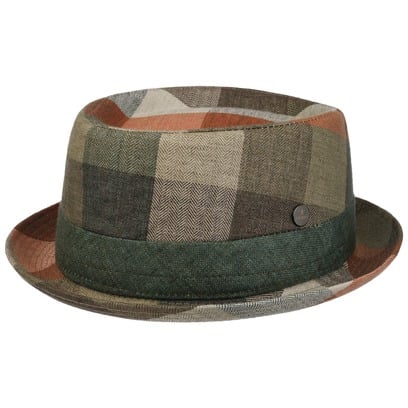 Chapeau en Lin Big Check Pork Pie by Lierys